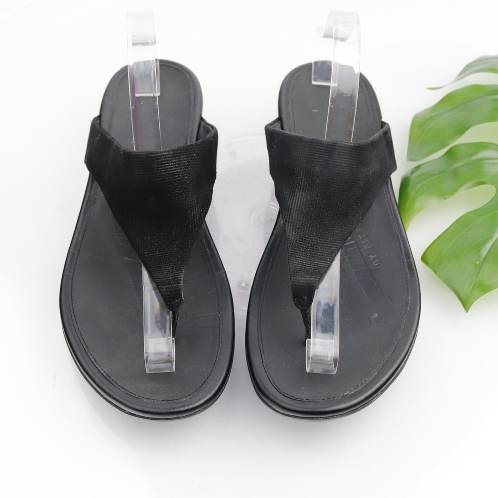 FitFlop Shoe Womens Banda Sandals Size 11 Black Thong Toe Post Flip Flop Comfort